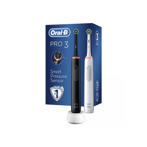 Oral-B | Pro3 3900 Cross Action | Electric Toothbrush | Rechargeable | For adults | ml | Number of heads | Black and White | Num - 2